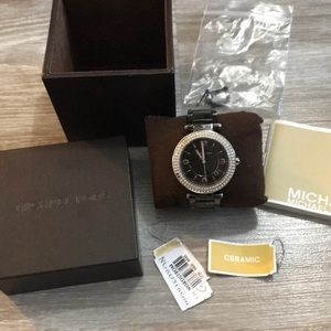 Michael Kors watch black ceramic with cz